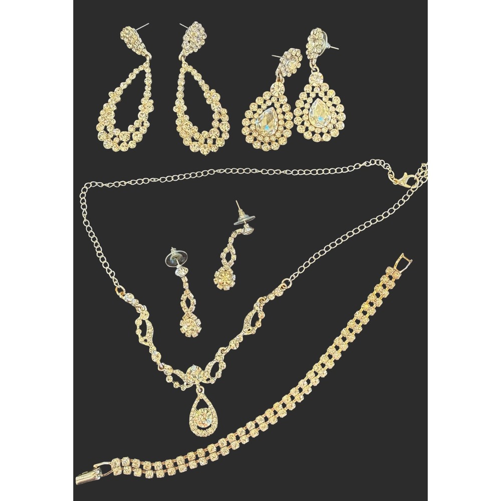 Bridal‎ Rhinestone Jewelry Set Necklace Bracelet Earrings Prom Wedding